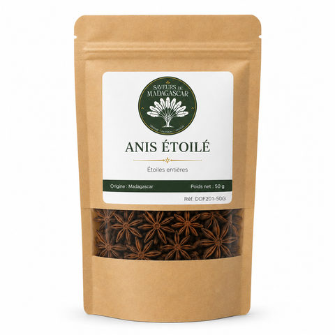 Sachet kraft refermable de 50 g — Anis étoilé (badiane) de Madagascar