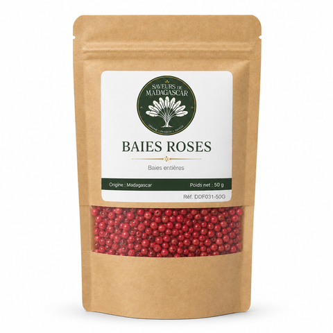 Sachet kraft refermable de 50 g — Baies roses de Madagascar