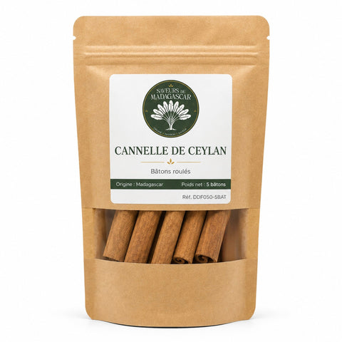Sachet kraft refermable — Cannelle de Ceylan de Madagascar en bâtons
