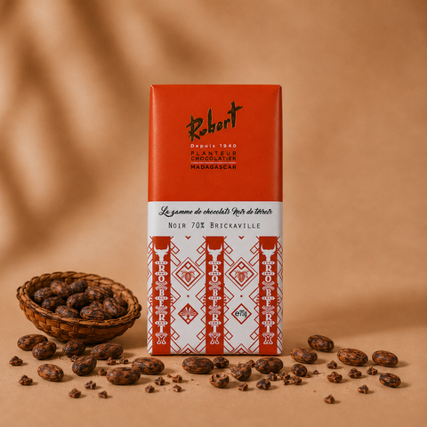 Tablette de chocolat noir 70% Brickaville — Chocolaterie Robert, cacao du Vohibinany, Madagascar (75g)