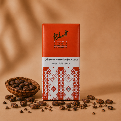 Tablette de chocolat noir 75% Mava — Chocolaterie Robert, cacao de Madagascar (75g)