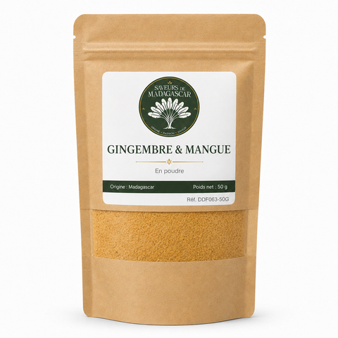 Sachet kraft refermable de 50 g — Poudre de gingembre et mangue de Madagascar