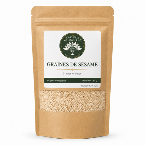 Sachet kraft refermable de 50 g — Graines de sésame de Madagascar