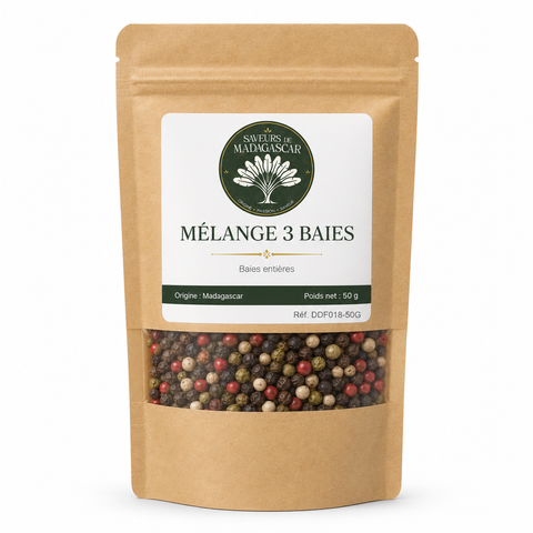 Sachet kraft refermable de 50 g — Mélange 3 baies de Madagascar