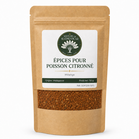 Sachet kraft refermable de 50 g — Épices pour poisson citronné de Madagascar