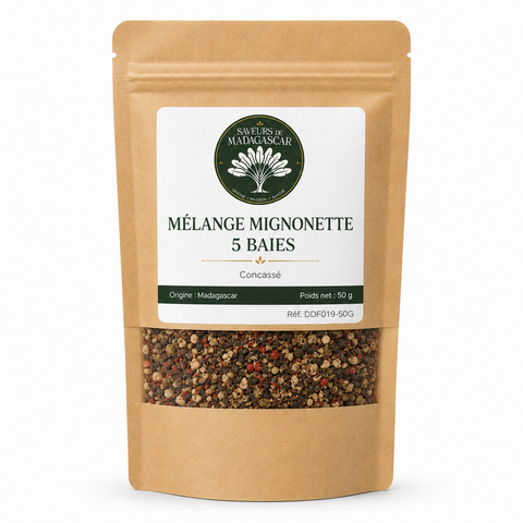 Sachet kraft refermable de 50 g — Mélange mignonette 5 baies de Madagascar