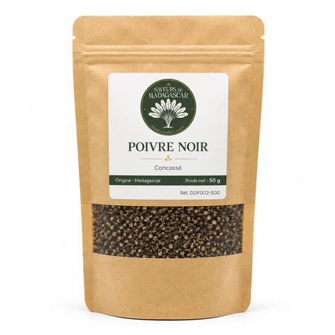Sachet kraft refermable de 50 g — Poivre noir de Madagascar concassé
