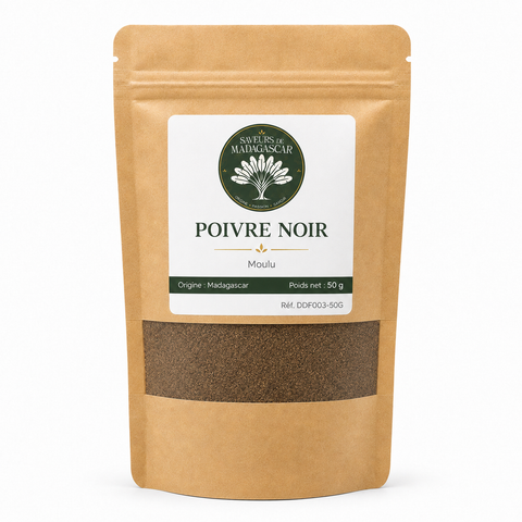 Sachet kraft refermable de 50 g — Poivre noir de Madagascar moulu