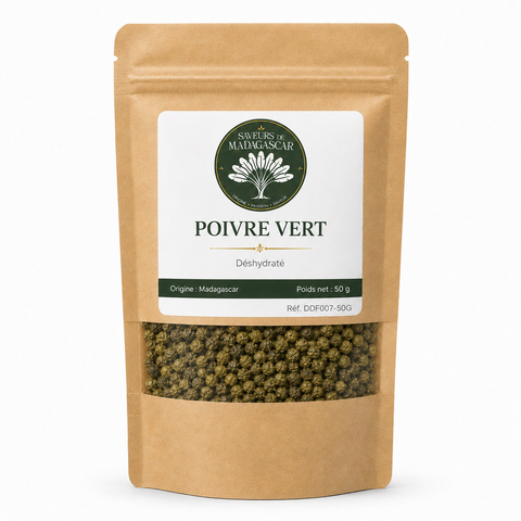 Sachet kraft refermable de 50 g — Poivre vert déshydraté de Madagascar