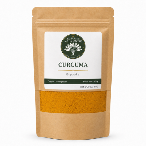 Sachet kraft refermable de 50 g — Curcuma de Madagascar en poudre