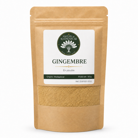 Sachet kraft refermable de 50 g — Poudre de gingembre de Madagascar