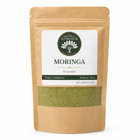 Sachet kraft refermable de 50 g — Poudre de moringa de Madagascar